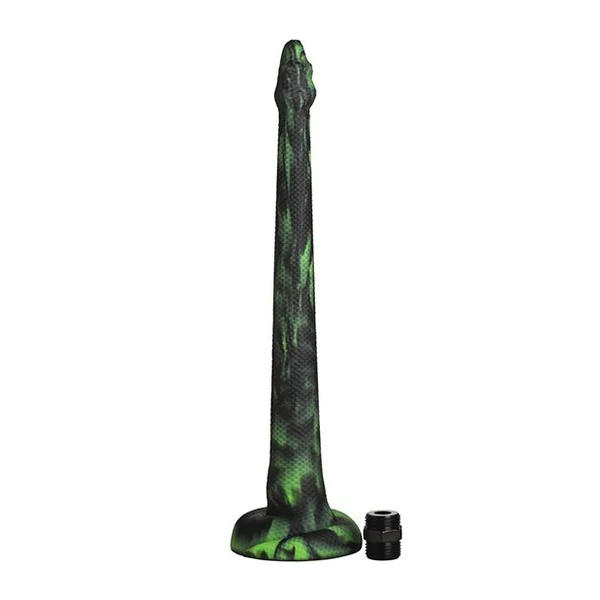 Creature Cocks Spitting Serpent Silicone Enema Snake - Black/Green