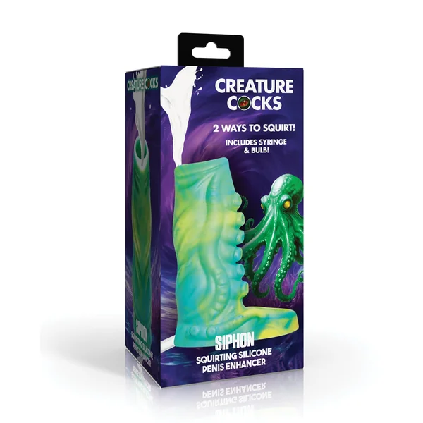 Creature Cocks Tentacle Squirting Silicone Penis Enhancer - Green