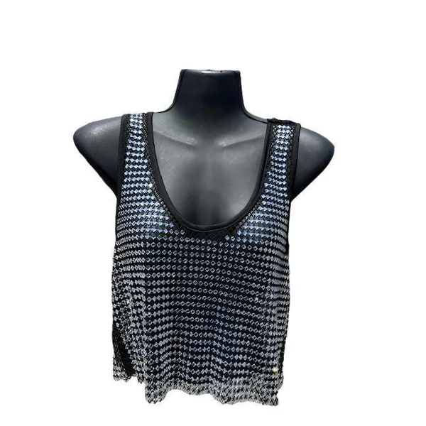 CROPPED TANK TOP WITH FLAT BACK RHINESTONES - OS