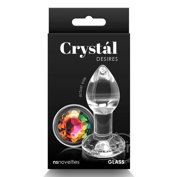 Crystal Desires Rainbow Gem Glass Anal Plugs - Small