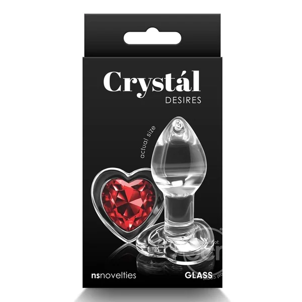Crystal Desires Red Heart Glass Anal Plugs - Small