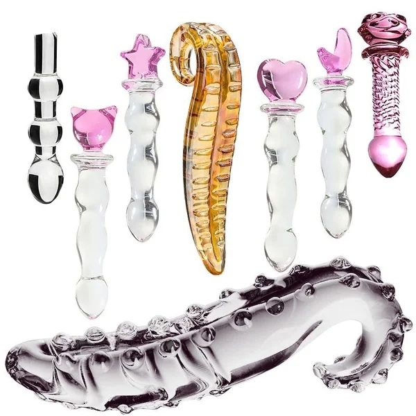 Crystal Glass Dildos Masturbator Realistic Dildo Penis Glass Beads Anal Butt Plug Sex toys for Woman Couples Vaginal Stimulation
