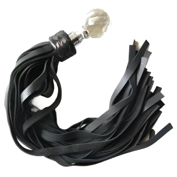 Crystal Knob Handle Black Flogger