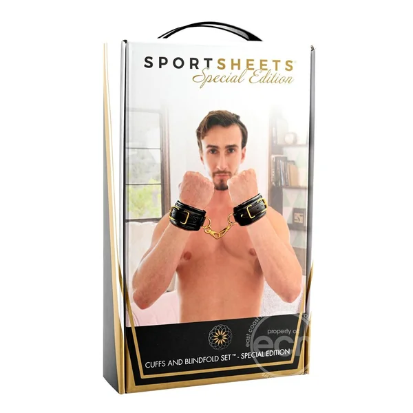 Cuffs and Blindfold Set - Special Edition -Black/Gold
