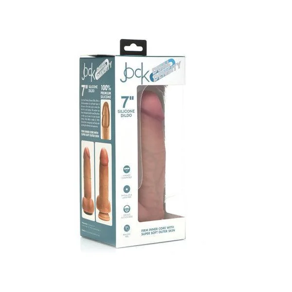 Curve Toys Jock Dual Density 7 in. Silicone Dildo with Balls & Suction Cup Light