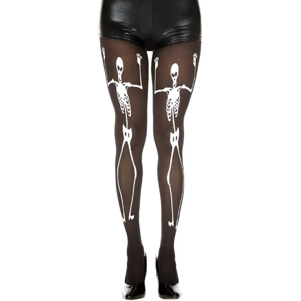 Dancing Skeleton Print Pantyhose