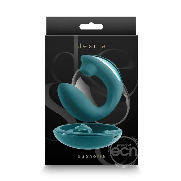 Desire Euphoria Dual End Vibrator with Air Pulse Clitoral Stimulation - Green