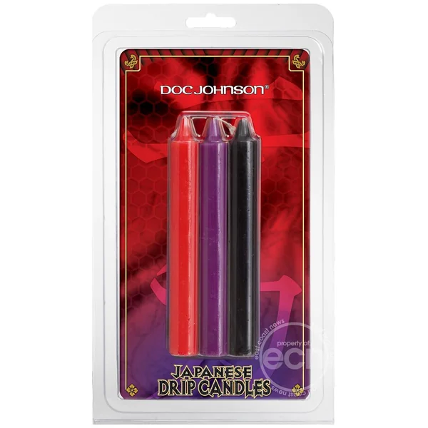 Doc Johnson Japanese Drip Candles - 3 Pack - Red/Purple/Black