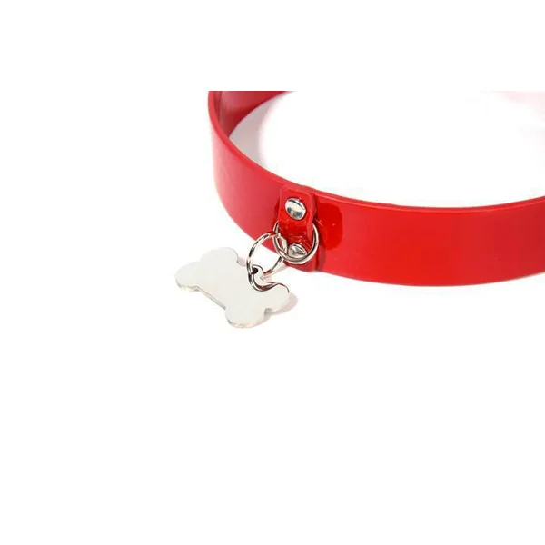 Dog Collar With Metal Bone M/L