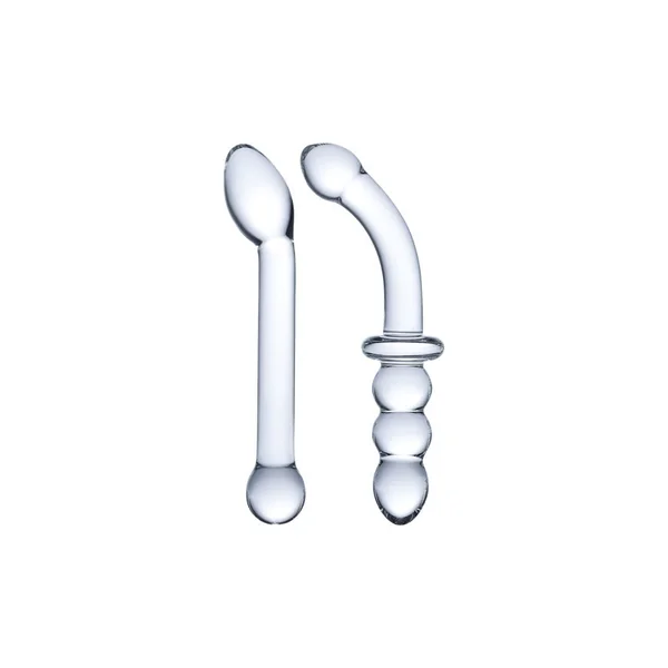 Double Pleasure Glass G-Spot Dildo 2-Piece Set