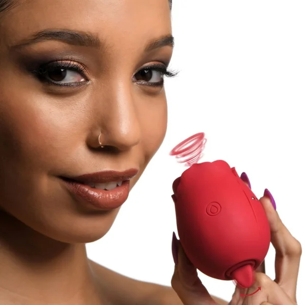 Double Tease Rose 10X Sucking and Licking Silicone Stimulator