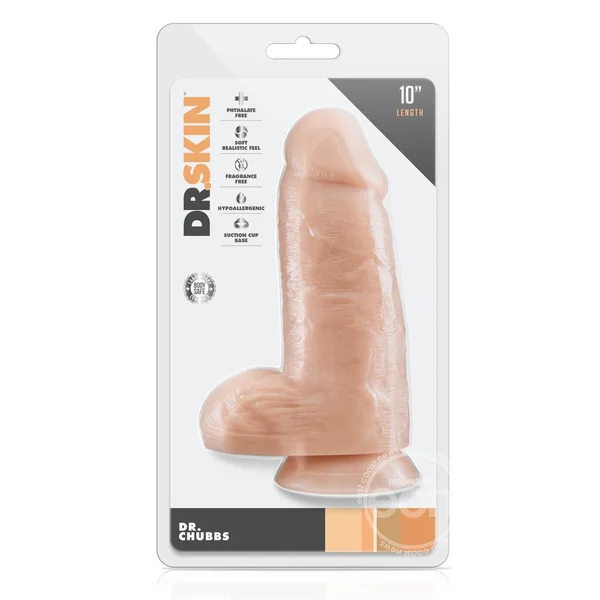 Dr. Skin Silver Collection Dr. Chubbs Dildo with Balls and Suction Cup 10in - Beige