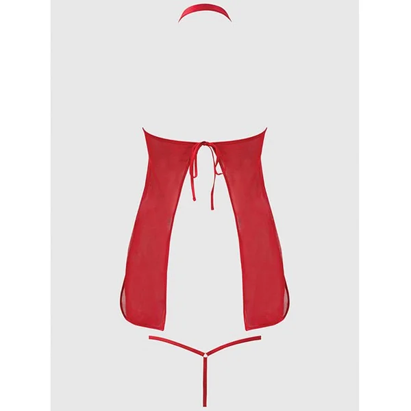 Dragon Mesh & Applique Chemise w/G-String 2 pc Set - Red 1X/2X