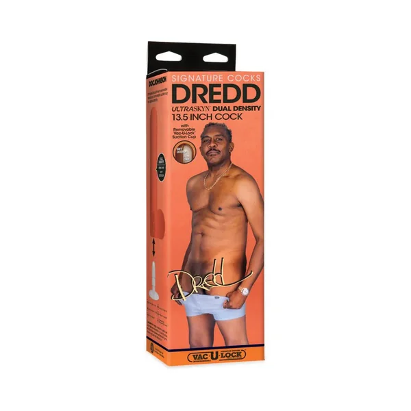 Dredd ULTRASKYN Cock with Removable Vac-U-Lock Suction Cup 13.5in Chocolate