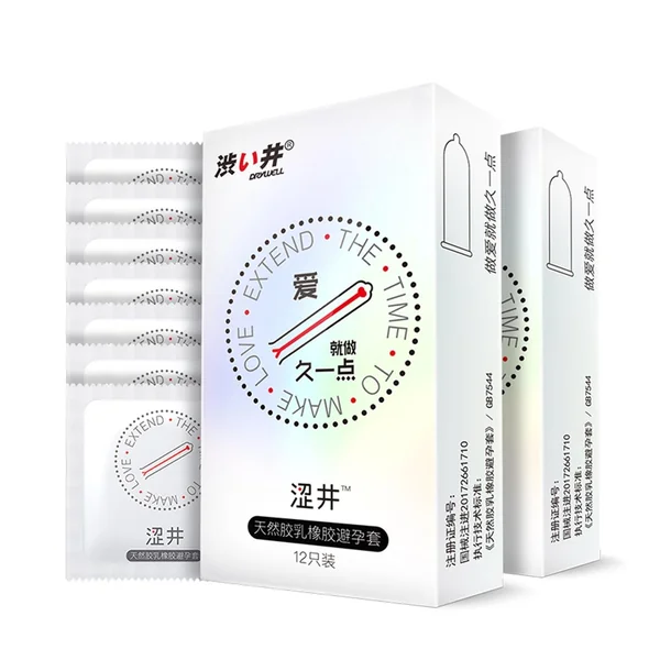DRY WELL Delay Condom Delayed Ejaculation Condoms for Men Sleeve for Penis Natural Latex Contraception Sex Products for Man