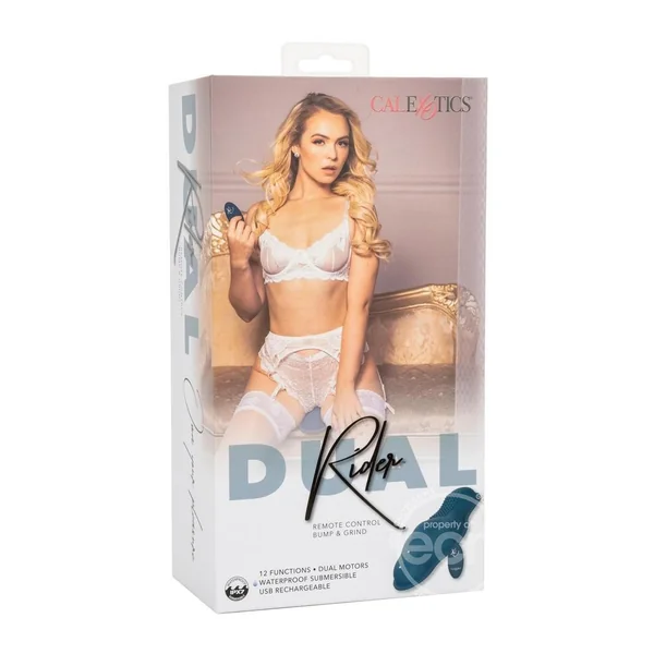 Dual Rider Rechargeable Silicone Remote Control Bump & Grind Massager - Blue