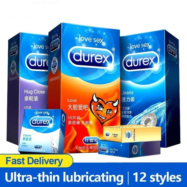 Durex Condoms Sensation Value Ultra Thin Penis Sleeve Natural Latex Lubricated Condom Sex Toys for Couples Intimate Goods