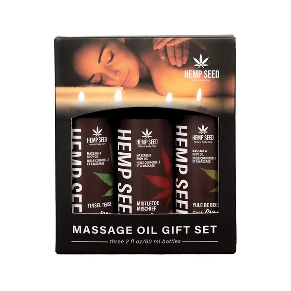 Earthly Body 2025 Holiday Massage Oil Gift Set - 2 oz Asst. Scents Box of 3