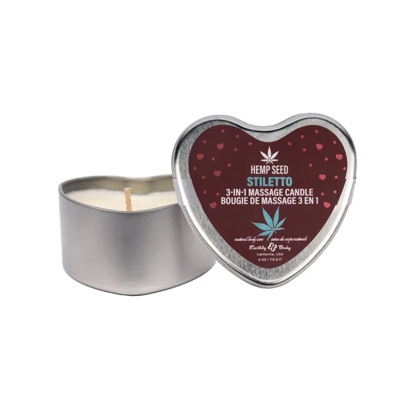 Earthly Body 2025 Valentines 3 in 1 Massage Heart Candle - 4.7 oz Stiletto