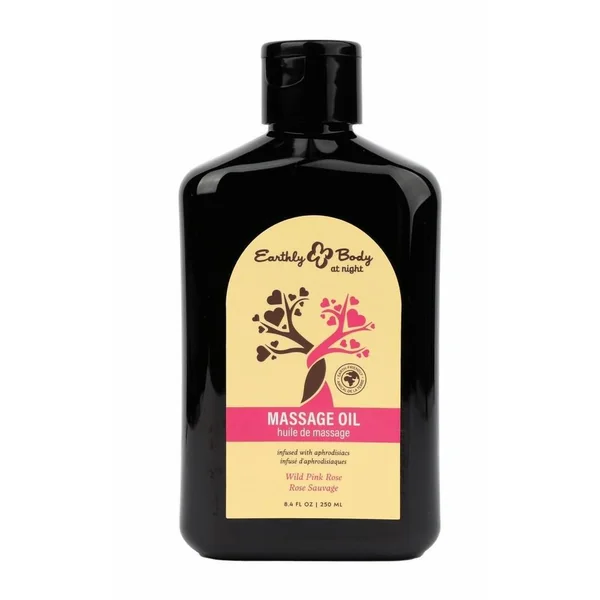 Earthly Body at Night Aphrodisiac Collection Massage Oil 8.4oz - Wild Pink Rose