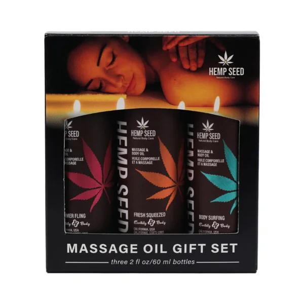 Earthly Body Hemp Seed Summer 2025 3-in-1 Scented Massage Candle Trio Gift Set