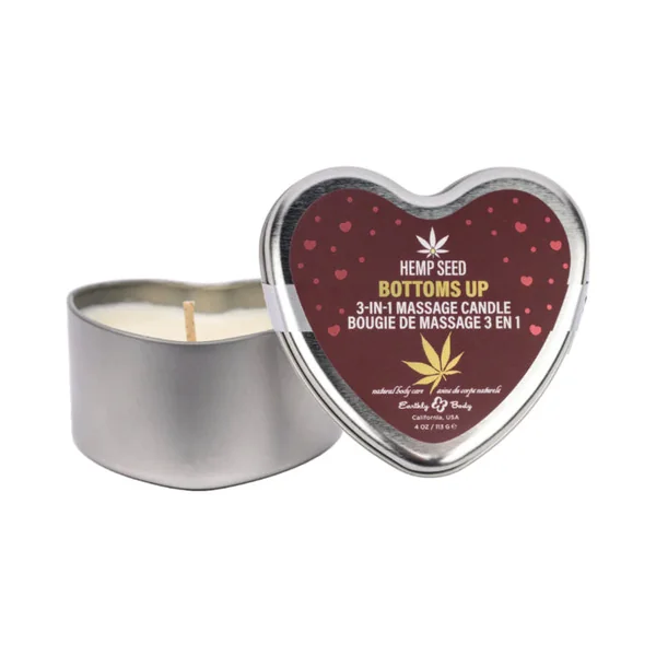 Earthly Body Hemp Seed Valentine 3-in-1 Massage Candle Bottom's Up Scented