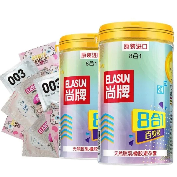 ELASUN 8 Styles Ultra Thin Condom Ice Fire Dotted Pleasure Natural Latex Fancy Condoms For Men Sex Toys Products Wholesale