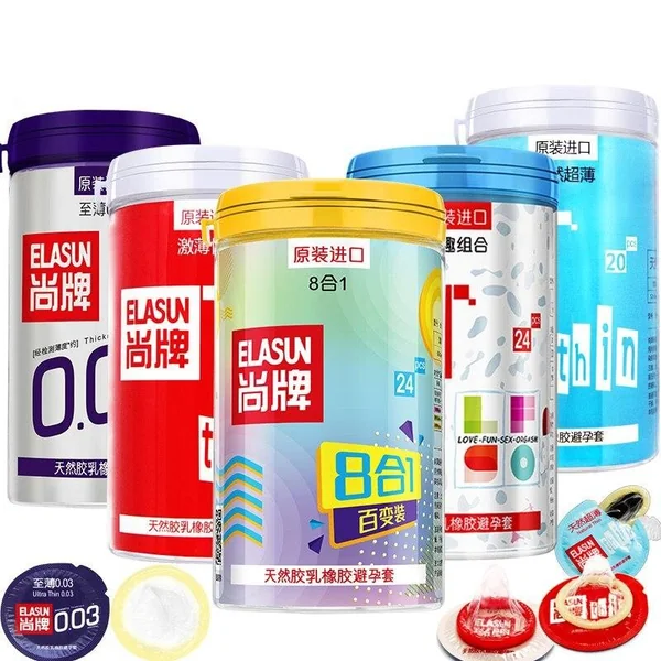 Elasun Condoms for Men Ultra Thin Natural Latex Cock Penis Sleeve Condom G-spot Vaginal Stimulation Condoms Adult Sex Products