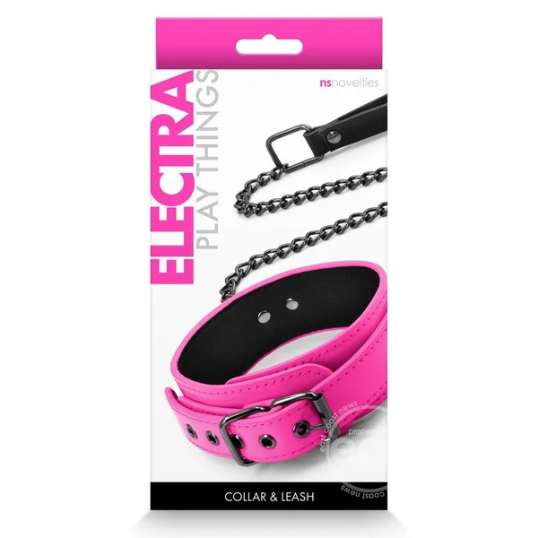Electra Play Things PU Leather Collar & Leash - Pink