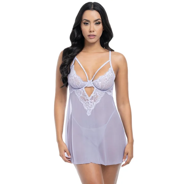 Elsie Sheer Lace Babydoll in Blue