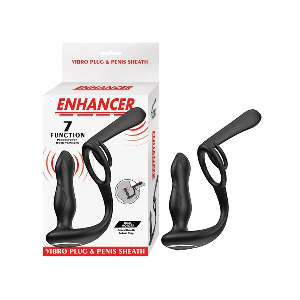 Enhancer Vibro Plug & Penis Sheath - Black