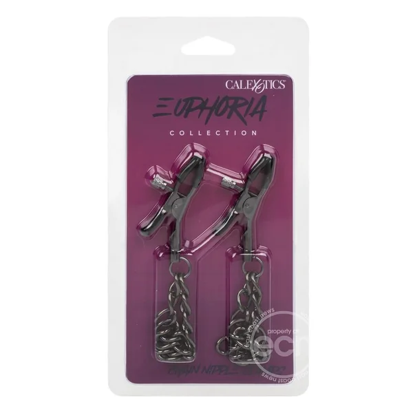 Euphoria Collection Chain Nipple Clamps - Black