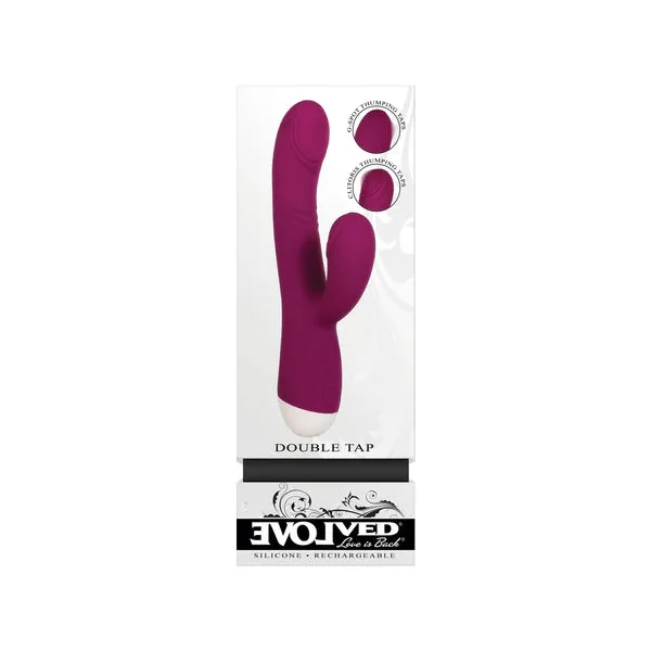 Evolved Double Tap Rechargeable Silicone Thumping Dual Stimulator Burgundy