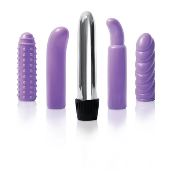 Evolved Multi Sleeve Vibrator Kit W/4 Textured Sleeves & Vibe