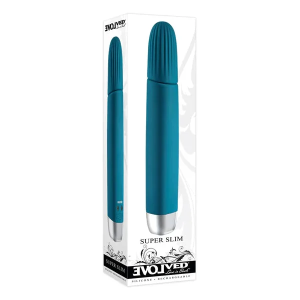 Evolved Super Slim Rechargeable Textured Silicone Slimline Vibrator Teal