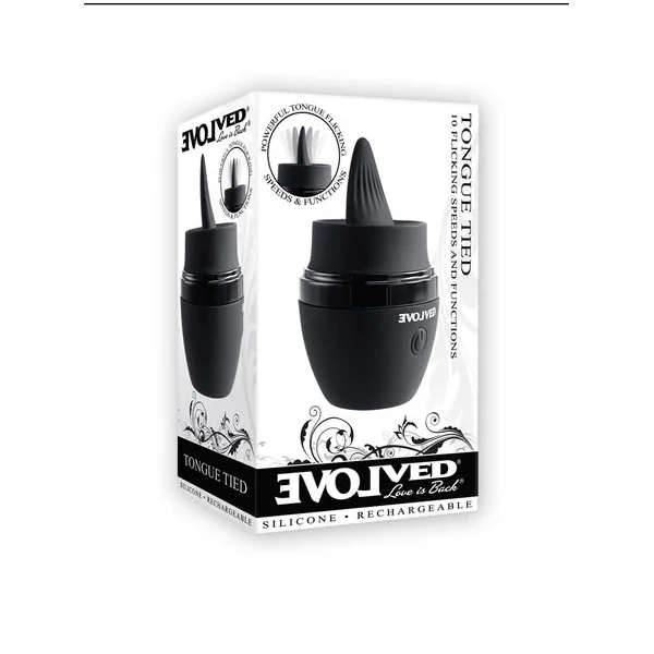 Evolved Tongue Tied Rechargeable Flicking Silicone Tongue Vibrator Black