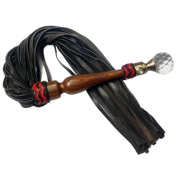 EXOTIC WOODEN HANDLE FLOGGER WITH CRYSTAL TOP