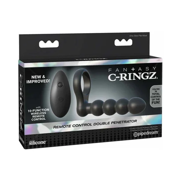 Fantasy C-Ringz Remote Control Double Penetrator Vibrating Cockring Black