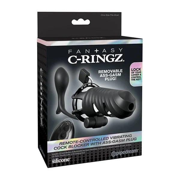Fantasy C-Ringz Remote Controlled Vibrating Cock Blocker w/Ass-Gasam Plug - Black