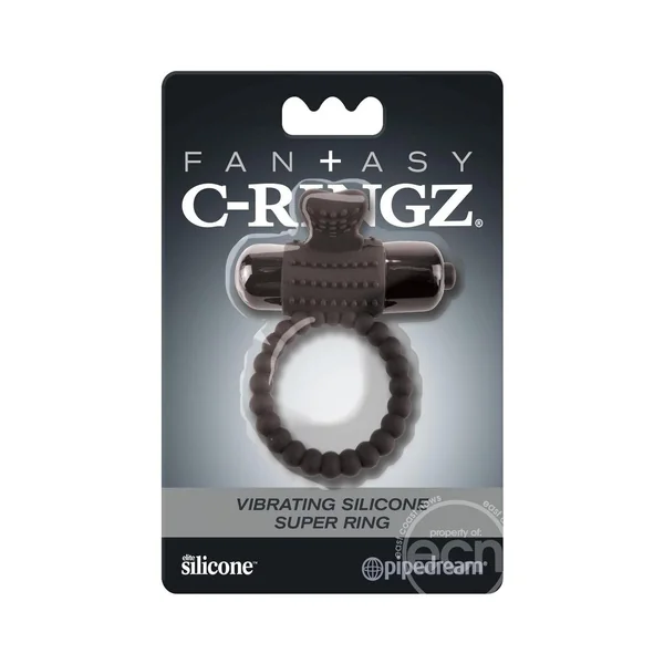 Fantasy C-Ringz Vibrating Silicone Super Cock Ring with Bullet - Black