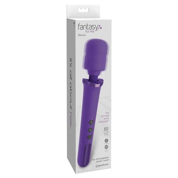 Fantasy For Her Rechargeable Power Wand Multispeed Silicone - Purple