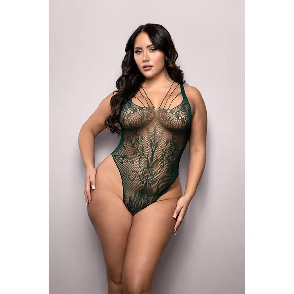 Fantasy Lingerie Vixen Enemies To Lovers Seamless Lace Teddy Green Queen Size
