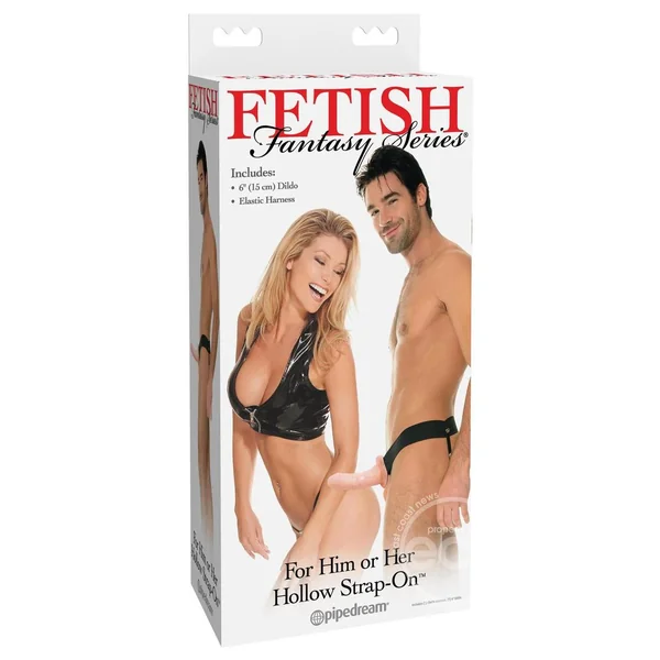 Fetish Fantasy Series For Him Or Her Hollow Strap-On Dildo and Adjustable Harness 6in - Vanilla