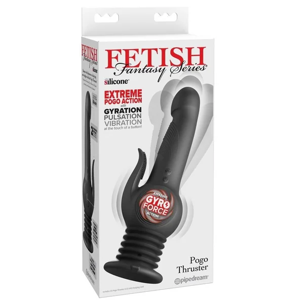 Fetish Fantasy Series Pogo Thruster Rechargeable Silicone Rabbit Vibrator - Black