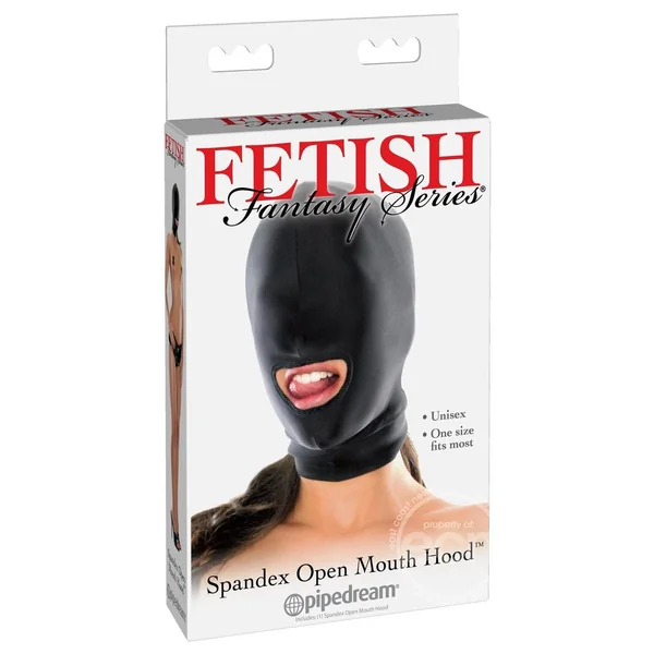 Fetish Fantasy Spandex Open Mouth Hood - Black