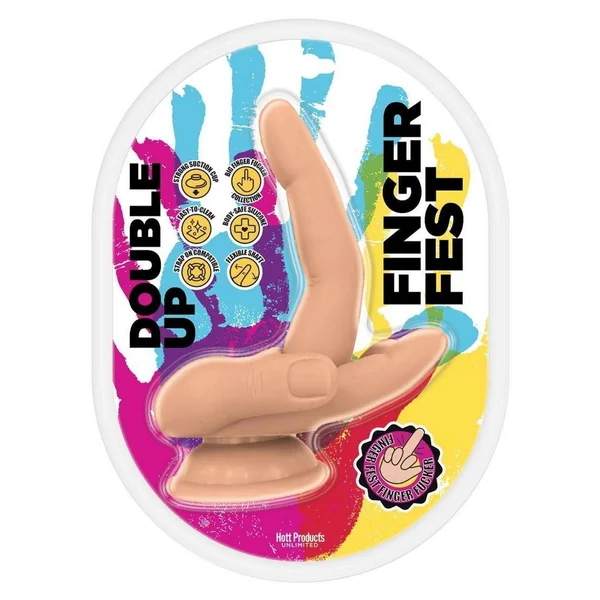Finger Fest Double Up Silicone Dildo - Vanilla