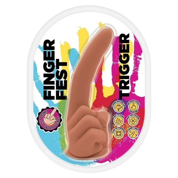 Finger Fest Trigger Silicone Dildo - Caramel