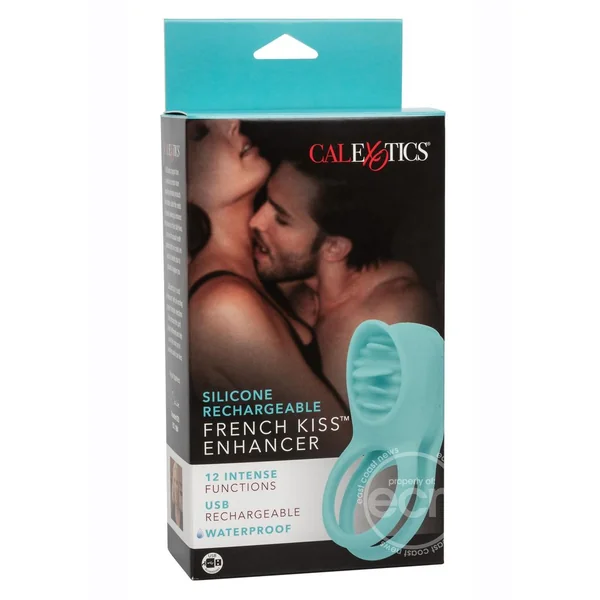 French Kiss Enhancer Silicone Rechargeable Cock Ring - Blue