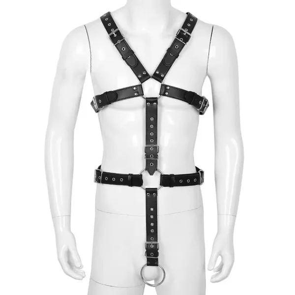 Full Body Men's Leather Harness with Cock Ring