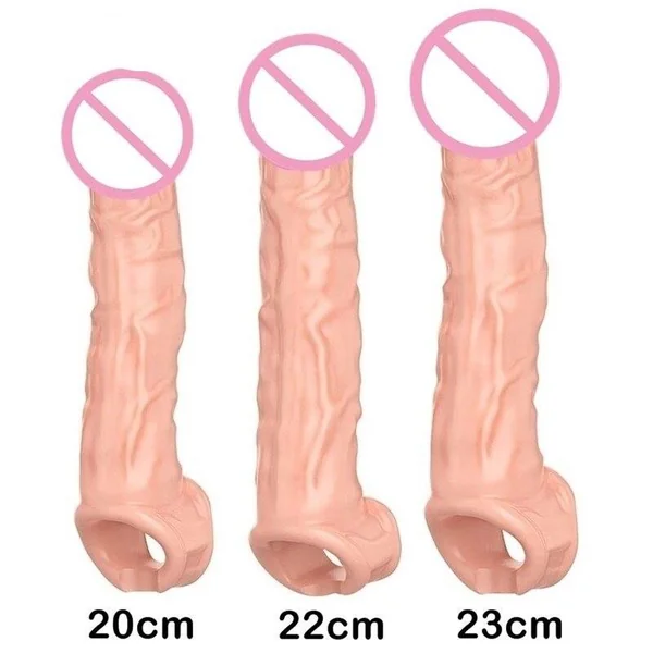FXINBA Large Penis Extender Sleeve Reusable Comdom Delay Ejaculation Penis Sleeve Dick Male Dildo Enlargers Sex Toys For Men